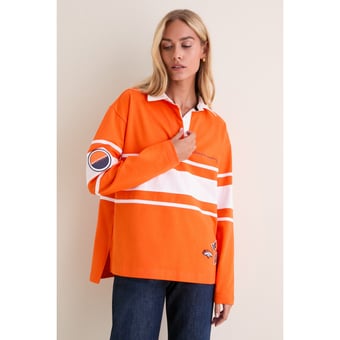 Women's Tuckernuck Orange Denver Broncos Rugby Long Sleeve Polo