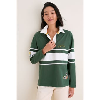 Women's Tuckernuck Green Green Bay Packers Rugby Long Sleeve Polo