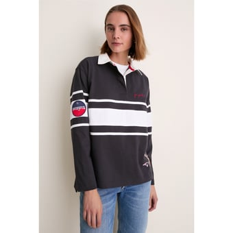 Women's Tuckernuck Navy New England Patriots Rugby Long Sleeve Polo