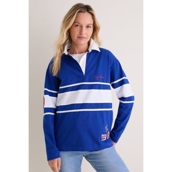 Women's Tuckernuck Royal New York Giants Rugby Long Sleeve Polo