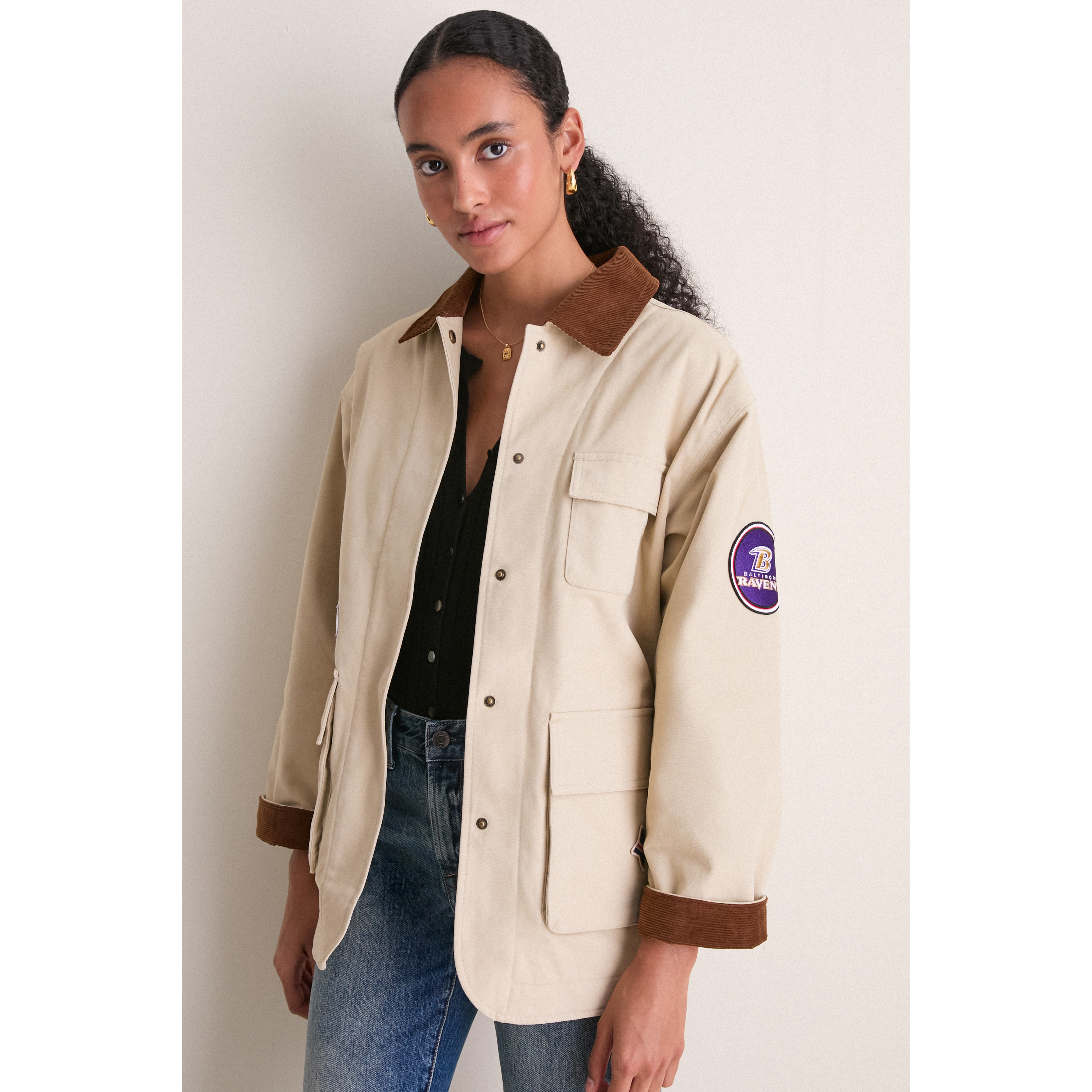Women's Tuckernuck Stone Baltimore Ravens Full-Snap Barn Jacket