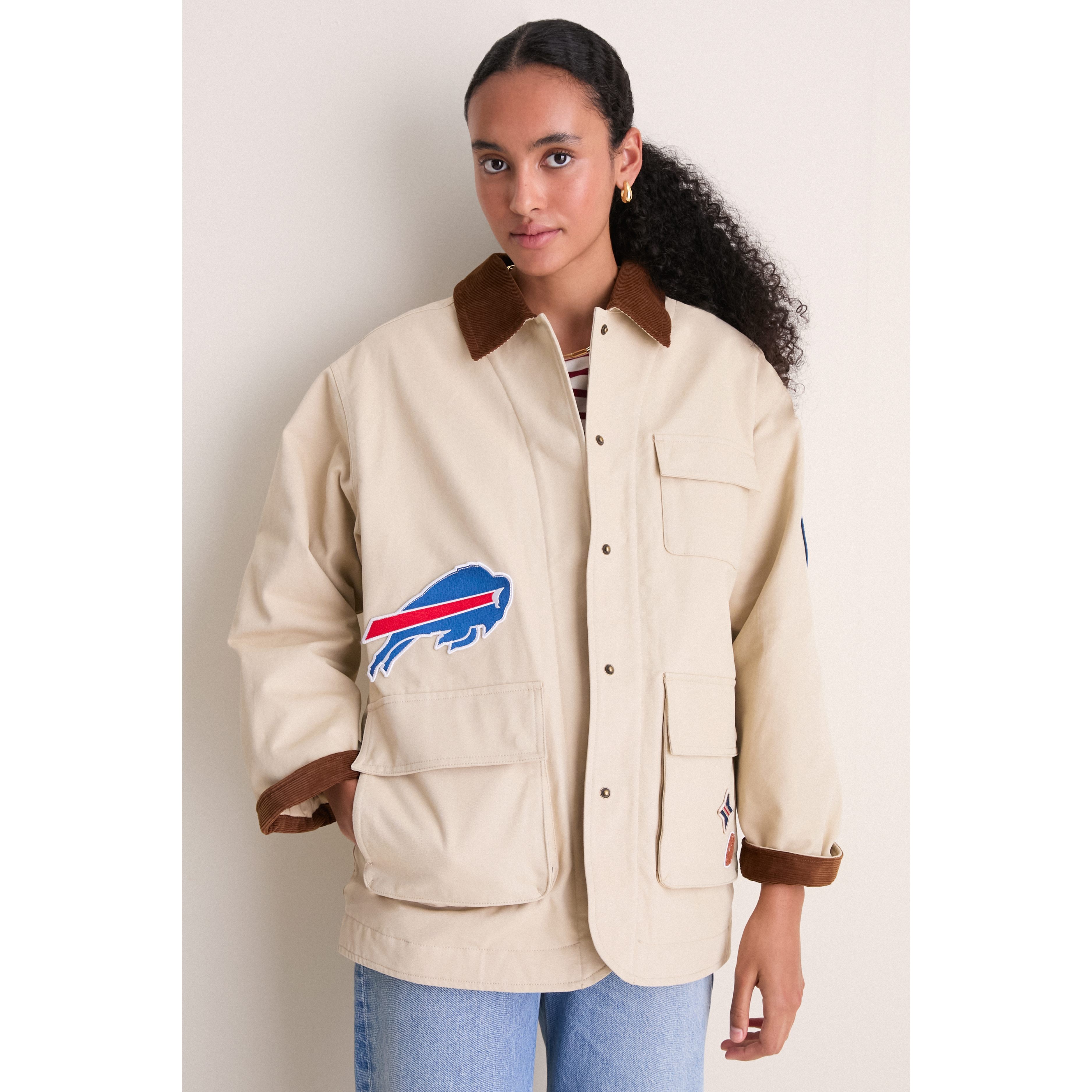 Women's Tuckernuck Stone Buffalo Bills Full-Snap Barn Jacket