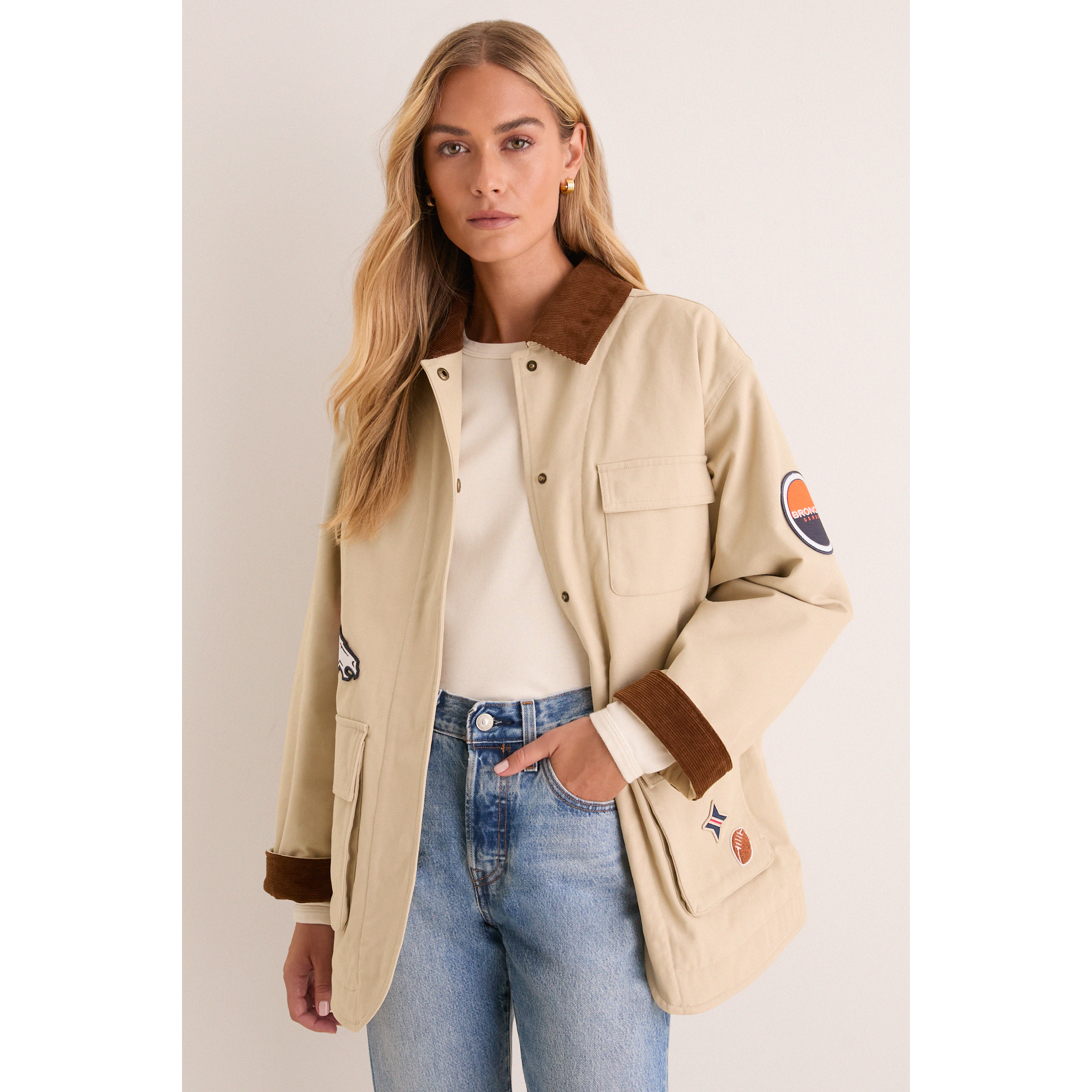Women's Tuckernuck Stone Denver Broncos Full-Snap Barn Jacket