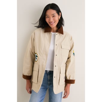 Women's Tuckernuck Stone Green Bay Packers Full-Snap Barn Jacket