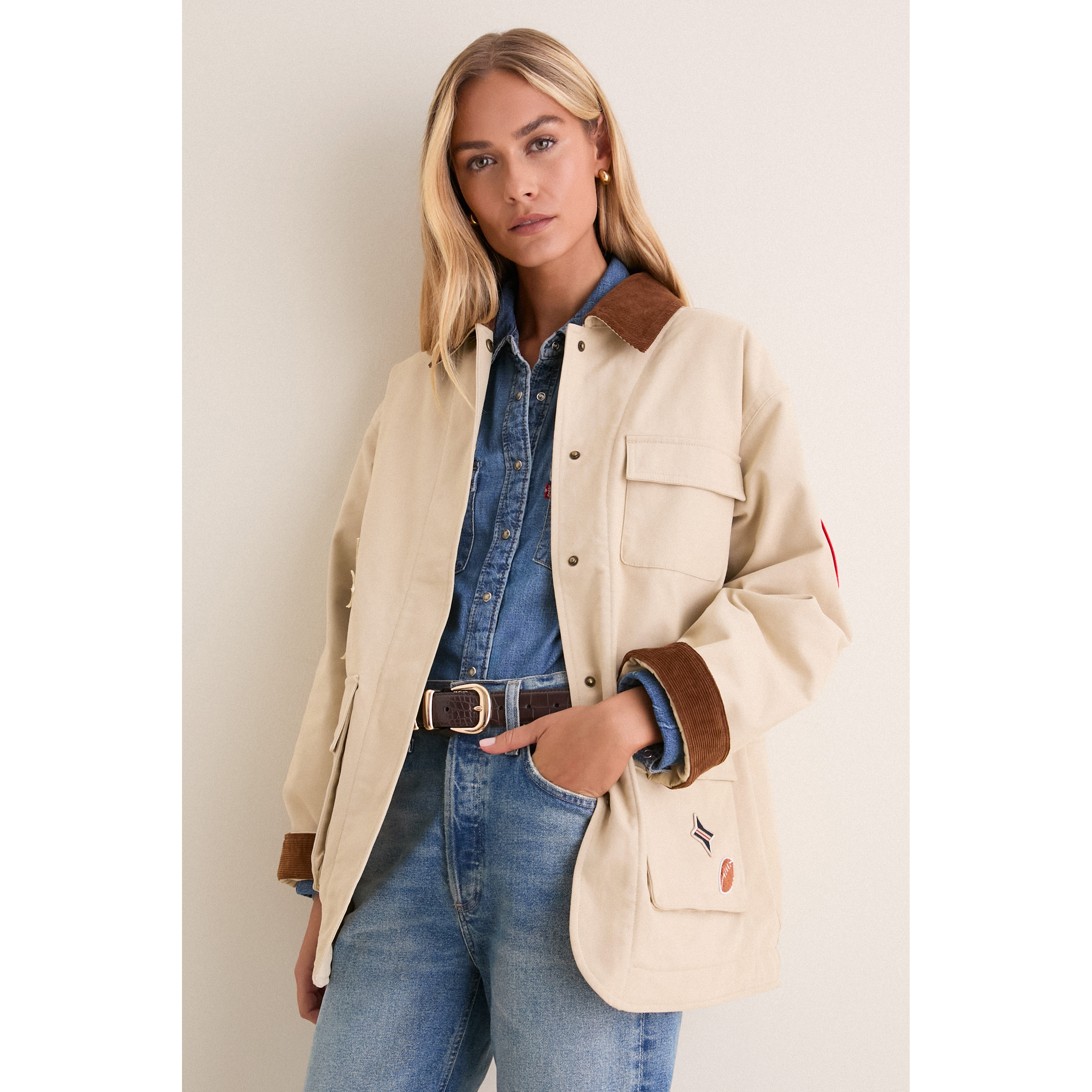 Women's Tuckernuck Stone Houston Texans Full-Snap Barn Jacket