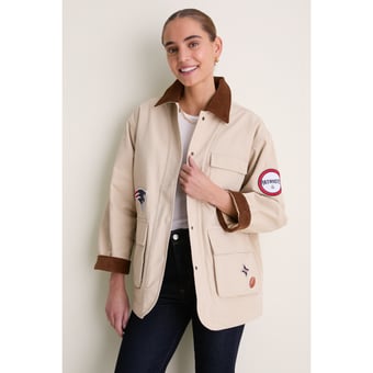 Women's Tuckernuck Stone New England Patriots Full-Snap Barn Jacket