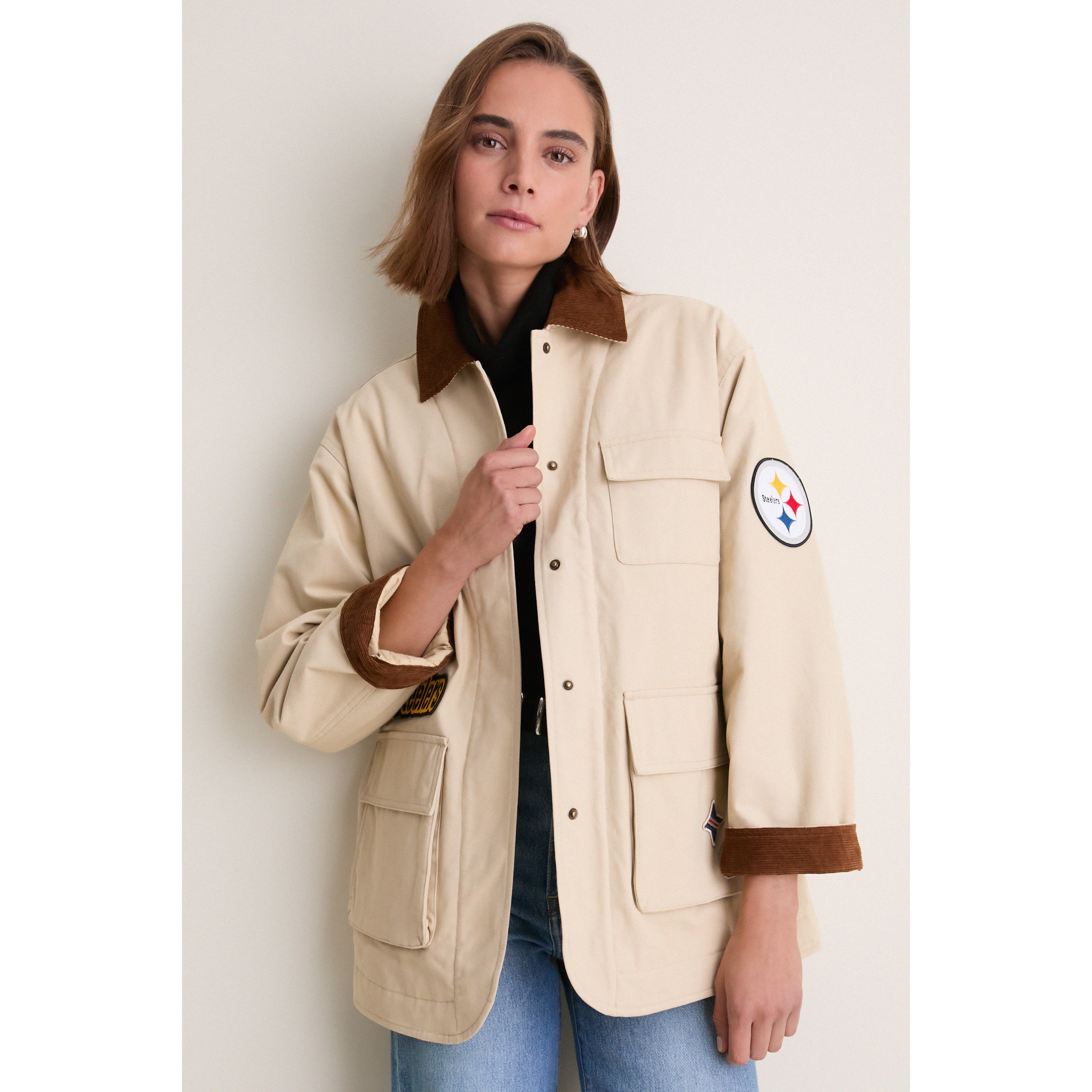 Women's Tuckernuck Stone Pittsburgh Steelers Full-Snap Barn Jacket