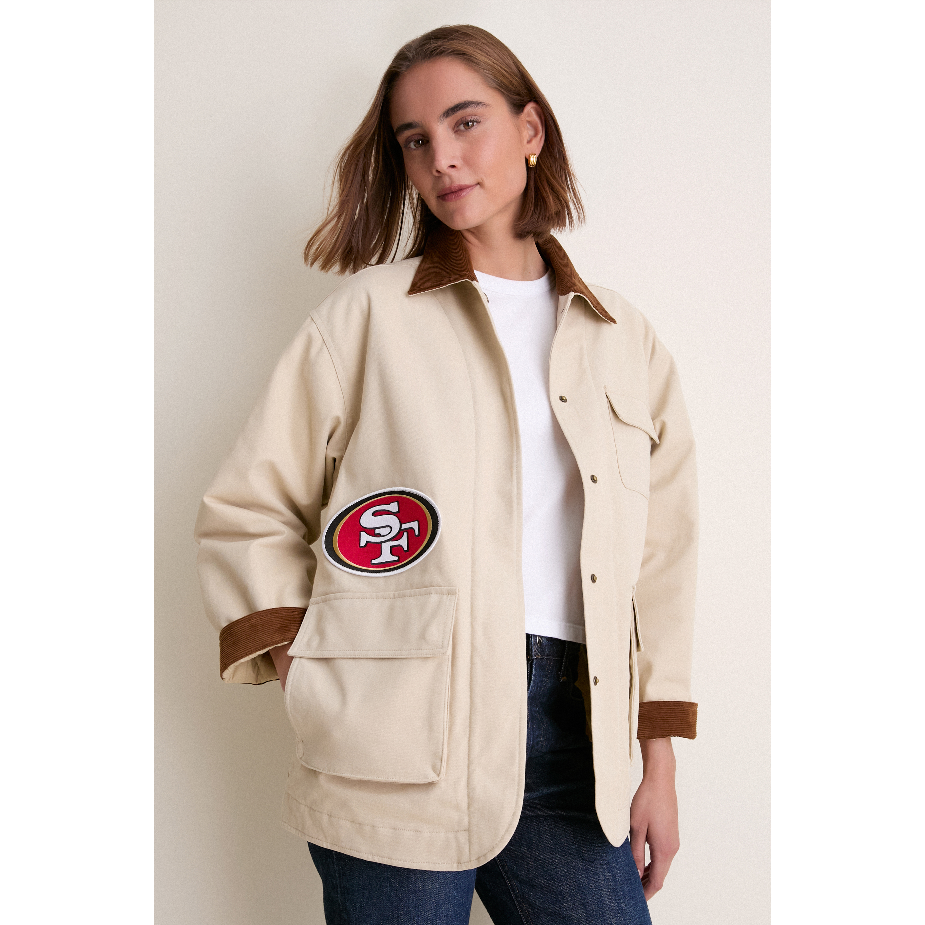 Women's Tuckernuck Stone San Francisco 49ers Full-Snap Barn Jacket