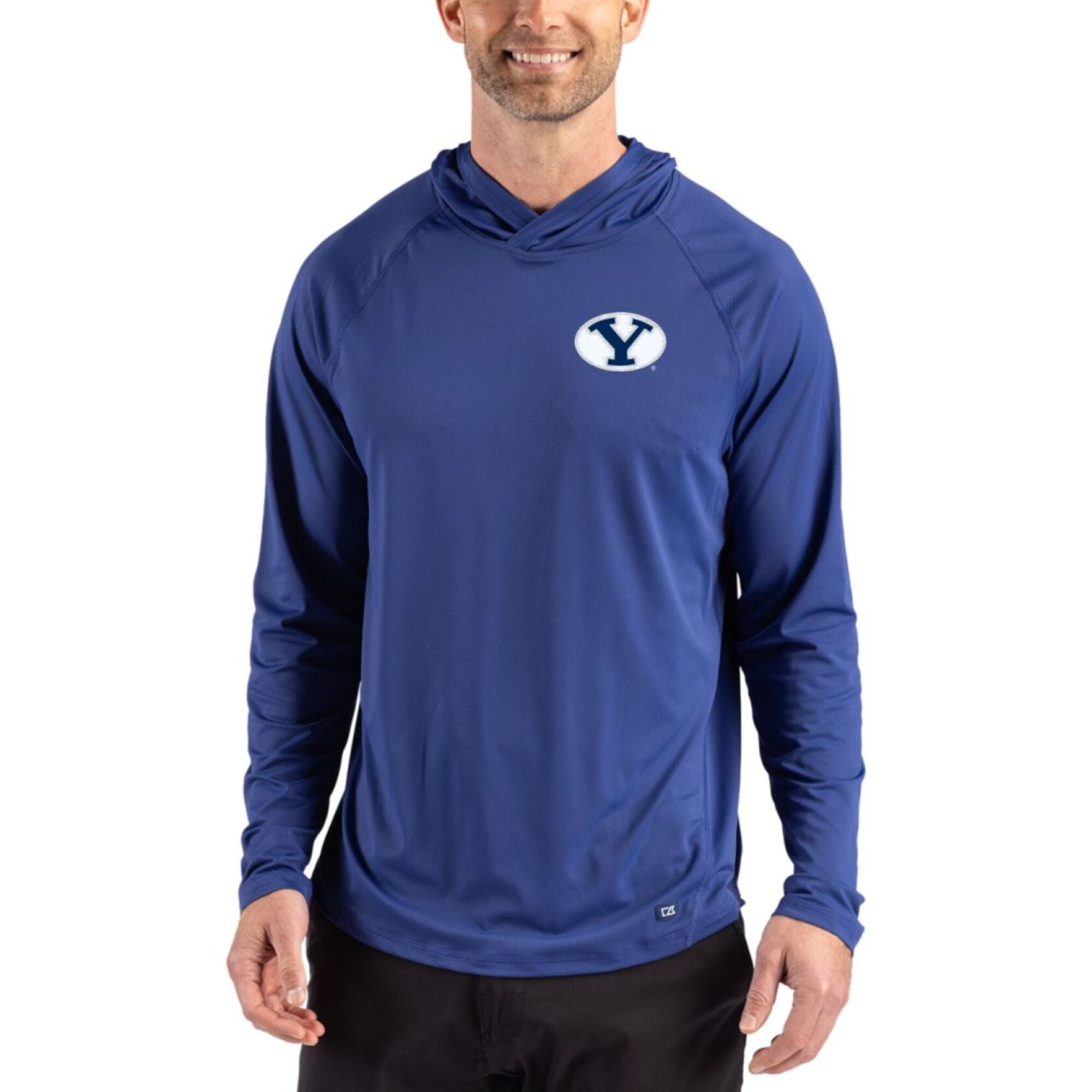 Men's Cutter & Buck Royal BYU Cougars Prospect Recycled Featherlight Stretch Hoodie