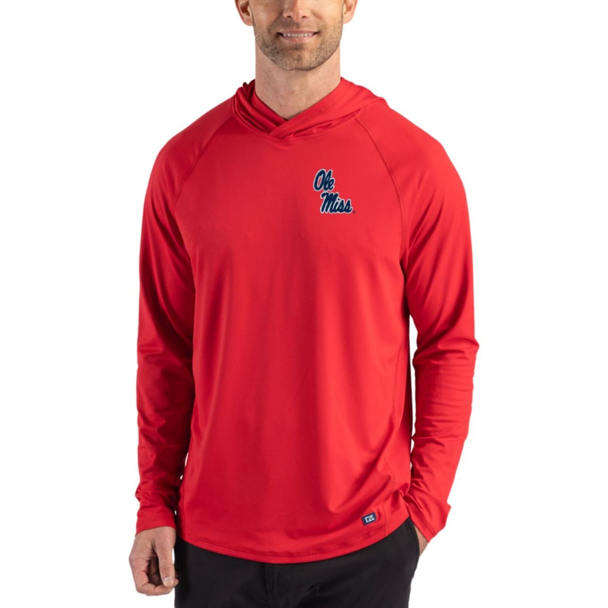Men's Cutter & Buck Red Ole Miss Rebels Prospect Recycled Featherlight Stretch Hoodie