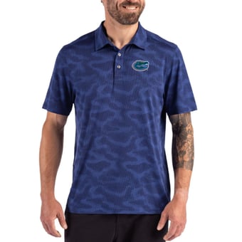 Men's Cutter & Buck Royal Florida Gators Coastline Recycled Double-Peached Camo Polo