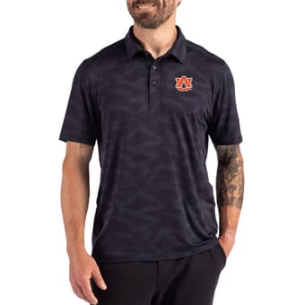 Men's Cutter & Buck Navy Auburn Tigers Coastline Recycled Double-Peached Camo Polo