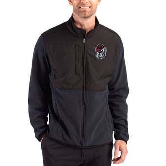 Men's Cutter & Buck Black Georgia Bulldogs Hunts Point Epic Comfort Recycled Fleece Hybrid Full-Zip Jacket