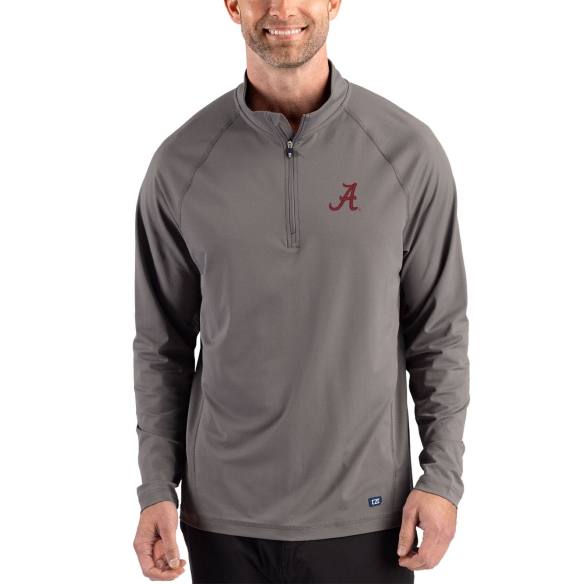 Men’s Cutter & Buck Gray Alabama Crimson Tide Prospect Recycled Featherlight Stretch Quarter-Zip Top Men’s Cutter & Buck Gray Alabama Crimson Tide Prospect Recycled Featherlight Stretch Quarter-Zip Top