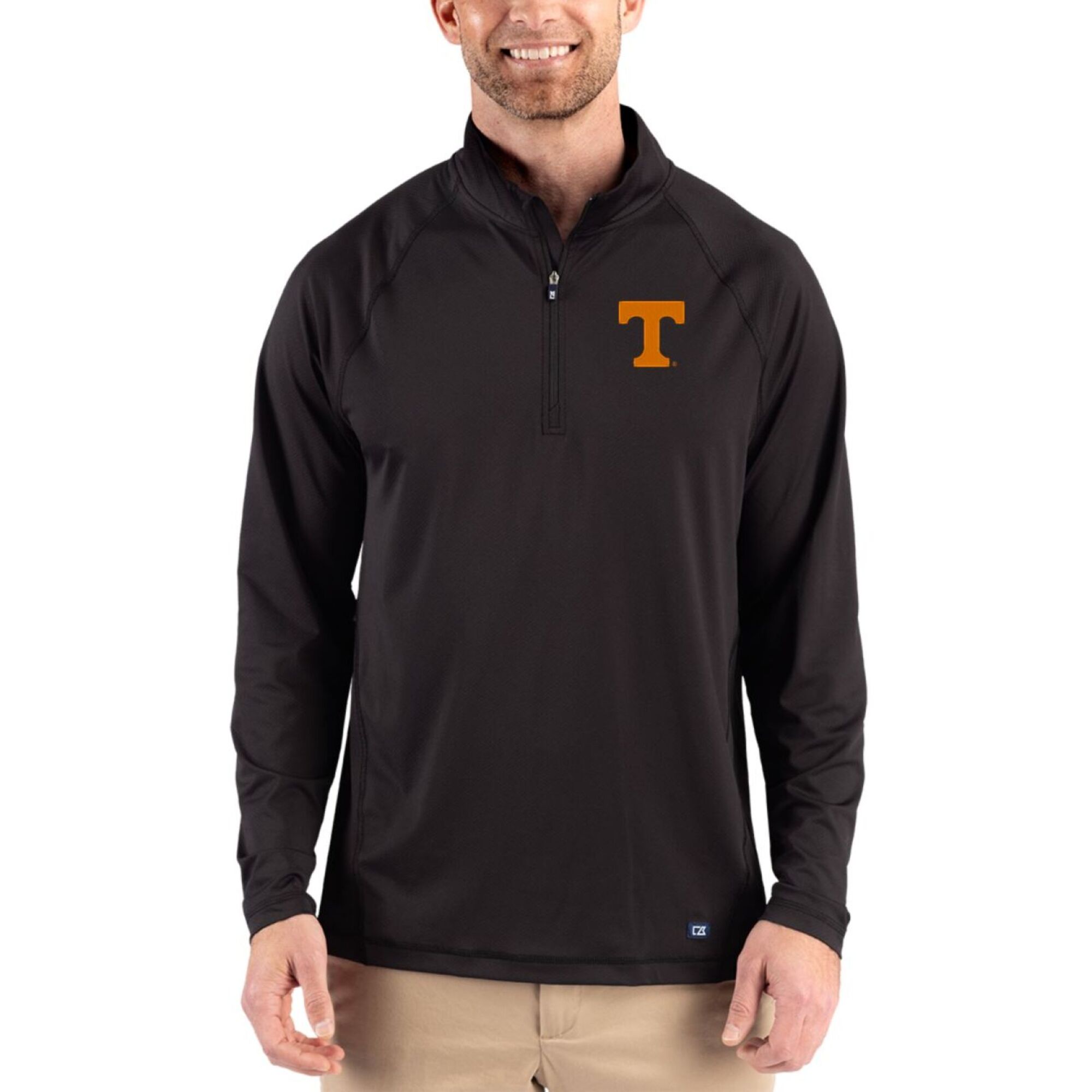 Men’s Cutter & Buck Black Tennessee Volunteers Prospect Recycled Featherlight Stretch Quarter-Zip Top