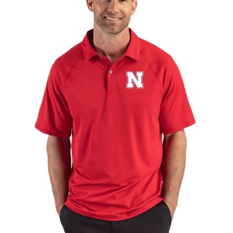 Men's Cutter & Buck Scarlet Nebraska Huskers Recycled Featherlight Stretch Sport Polo