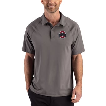 Men's Cutter & Buck Gray Ohio State Buckeyes Recycled Featherlight Stretch Sport Polo