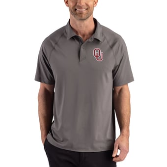 Men's Cutter & Buck Gray Oklahoma Sooners Recycled Featherlight Stretch Sport Polo