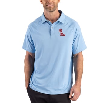 Men's Cutter & Buck Powder Blue Ole Miss Rebels Recycled Featherlight Stretch Sport Polo