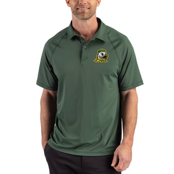 Men's Cutter & Buck Green Oregon Ducks Recycled Featherlight Stretch Sport Polo