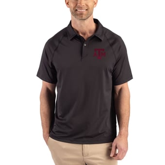 Men's Cutter & Buck Black Texas A&M Aggies Recycled Featherlight Stretch Sport Polo