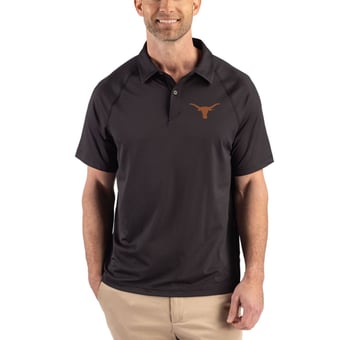 Men's Cutter & Buck Black Texas Longhorns Recycled Featherlight Stretch Sport Polo