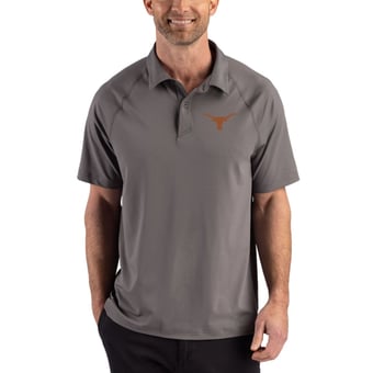 Men's Cutter & Buck Gray Texas Longhorns Recycled Featherlight Stretch Sport Polo