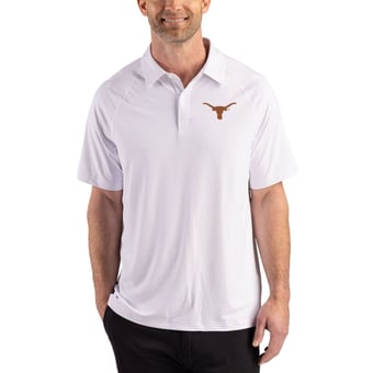 Men's Cutter & Buck White Texas Longhorns Recycled Featherlight Stretch Sport Polo