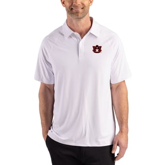Men's Cutter & Buck White Auburn Tigers Recycled Featherlight Stretch Sport Polo