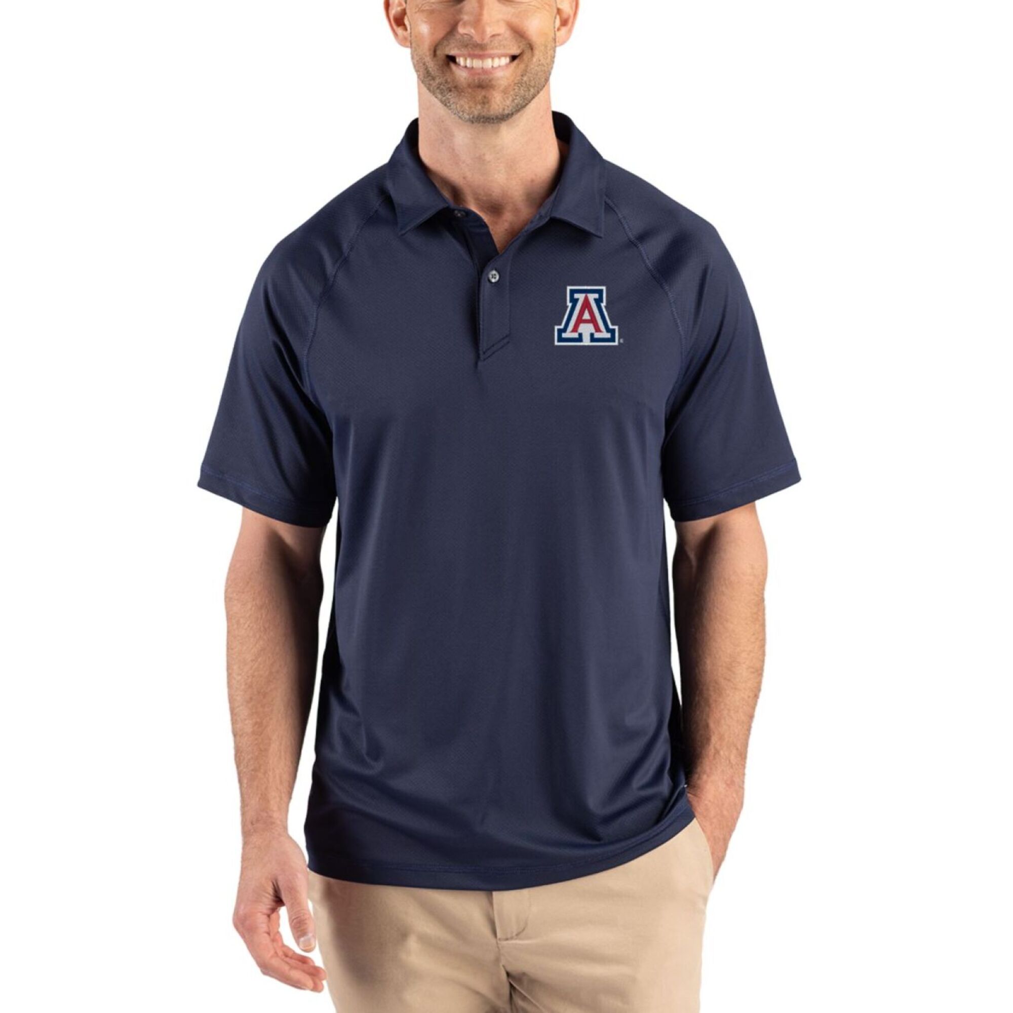Men's Cutter & Buck Navy Arizona Wildcats Recycled Featherlight Stretch Sport Polo