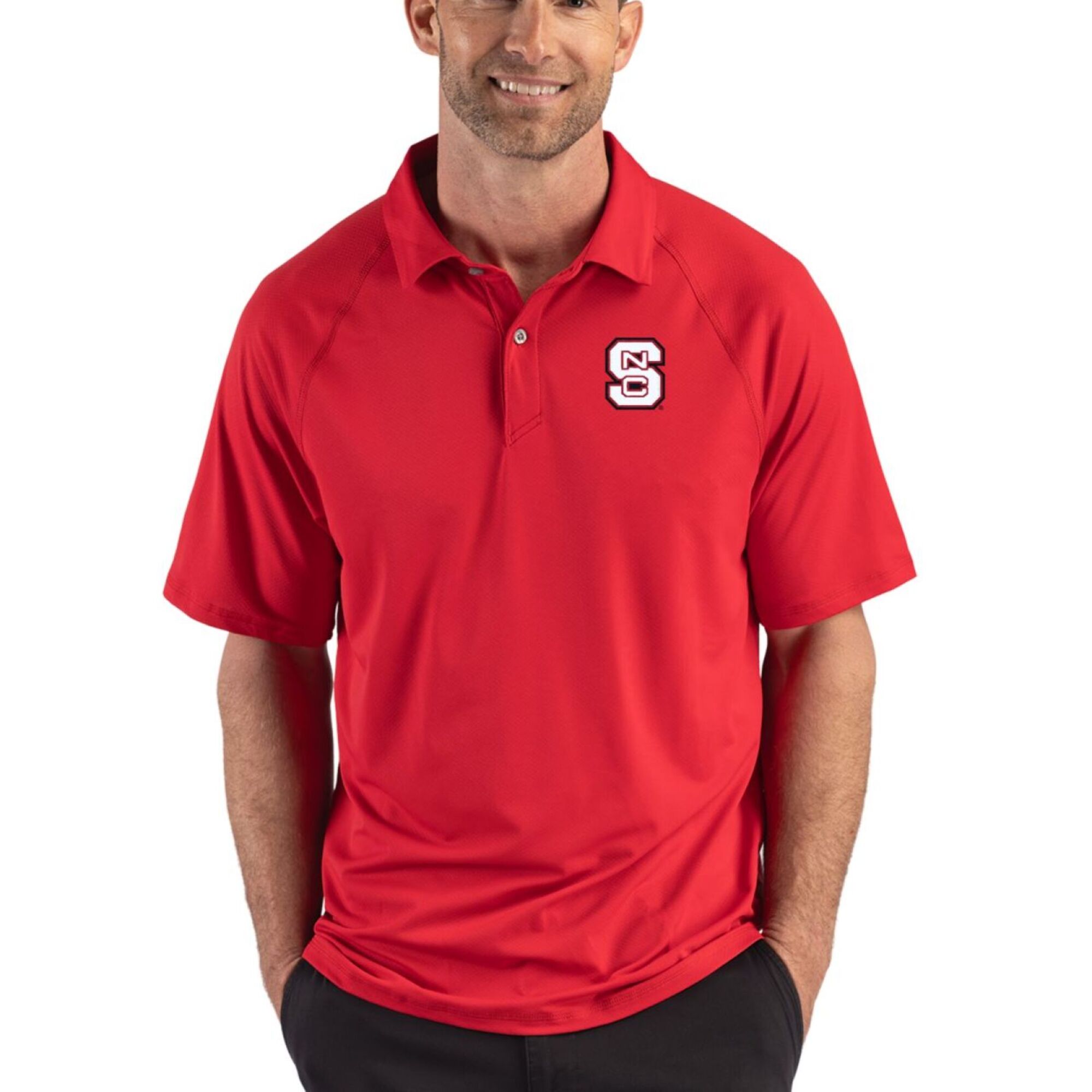 Men’s Cutter & Buck Red NC State Wolfpack Recycled Featherlight Stretch Sport Polo Men’s Cutter & Buck Red NC State Wolfpack Recycled Featherlight Stretch Sport Polo