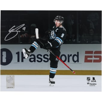 Clayton Keller Utah Mammoth Autographed 8" x 10" Black Jersey Celebration Spotlight Photograph