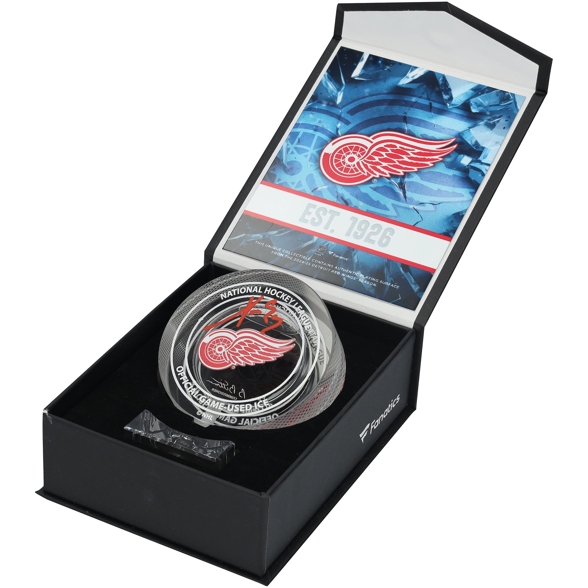 Pavel Datsyuk Detroit Red Wings Autographed Crystal Puck - Filled with Ice from the 2024-25 Season