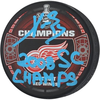 Pavel Datsyuk Detroit Red Wings Autographed 2008 Stanley Cup Champions Hockey Puck with "2008 SC Champs" Inscription