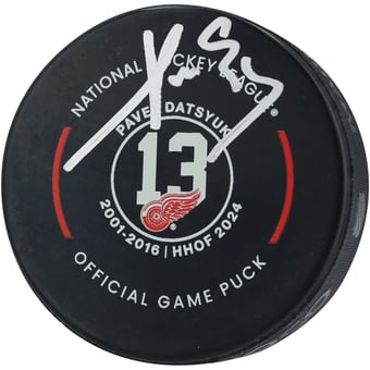 Pavel Datsyuk Detroit Red Wings Autographed 2024 HOF Official Game Puck