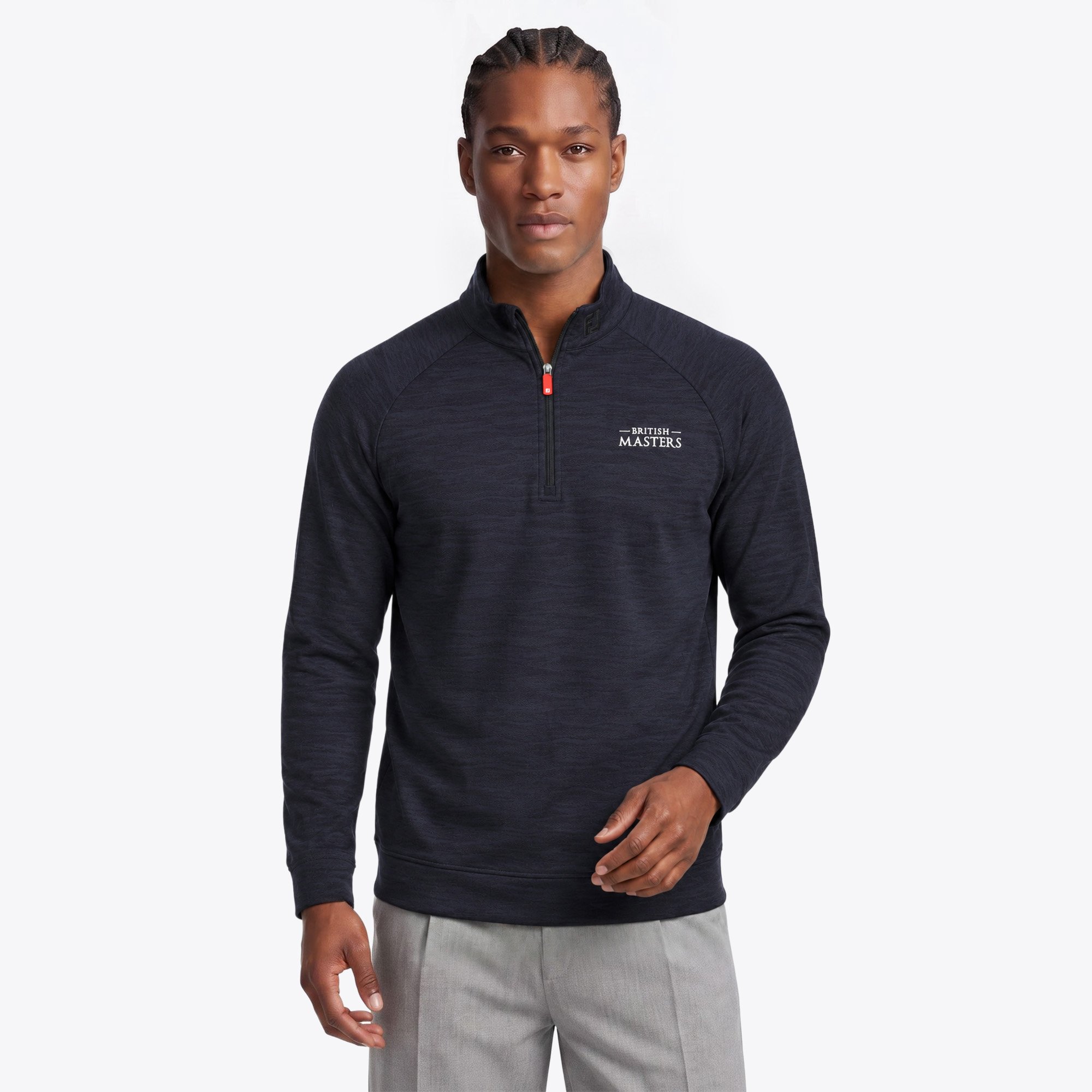 Husqvarna British Masters Footjoy Marl Midlayer con Zip 1/4 – Nero