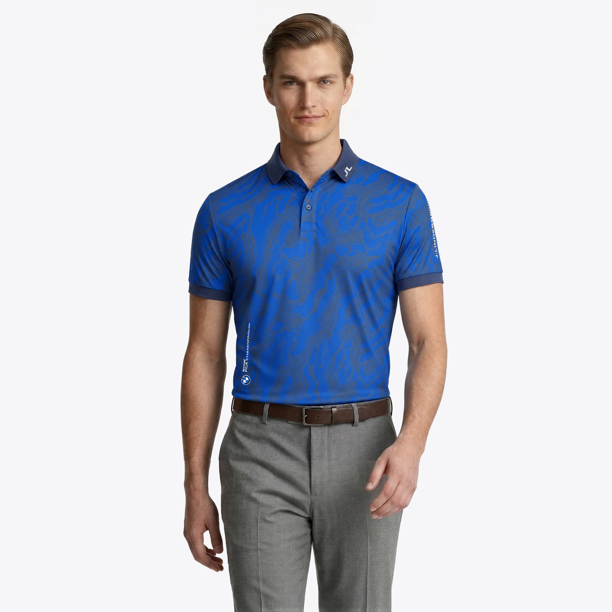 BMW PGA Championship J.Lindeberg Tour Tech Print Polo – Blu