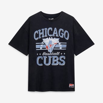 Women's New Era  Navy Chicago Cubs Oversized Boyfriend T-Shirt