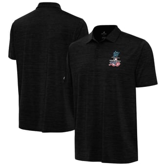 Men's Antigua Heather Black Miami Marlins Celebrating America's 250th Layout Polo