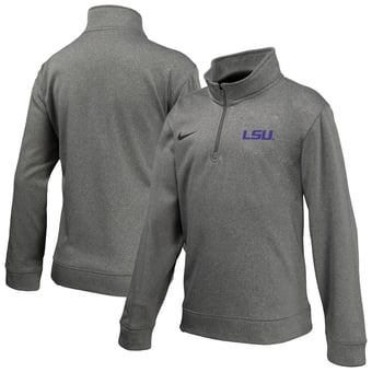 Youth Nike Gray LSU Tigers Therma-FIT Quarter-Zip Pullover