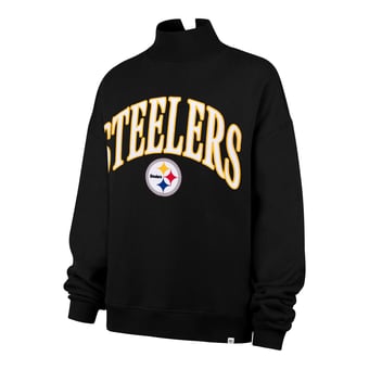Women's '47 Black Pittsburgh Steelers Plus Size Vantage Mock Neck Pullover