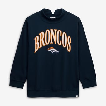 Women's '47 Navy Denver Broncos Plus Size Vantage Mock Neck Pullover