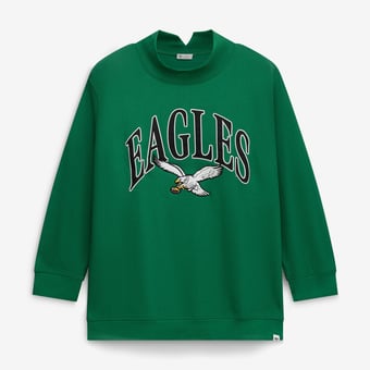 Women's '47 Kelly Green Philadelphia Eagles Plus Size Vantage Mock Neck Pullover