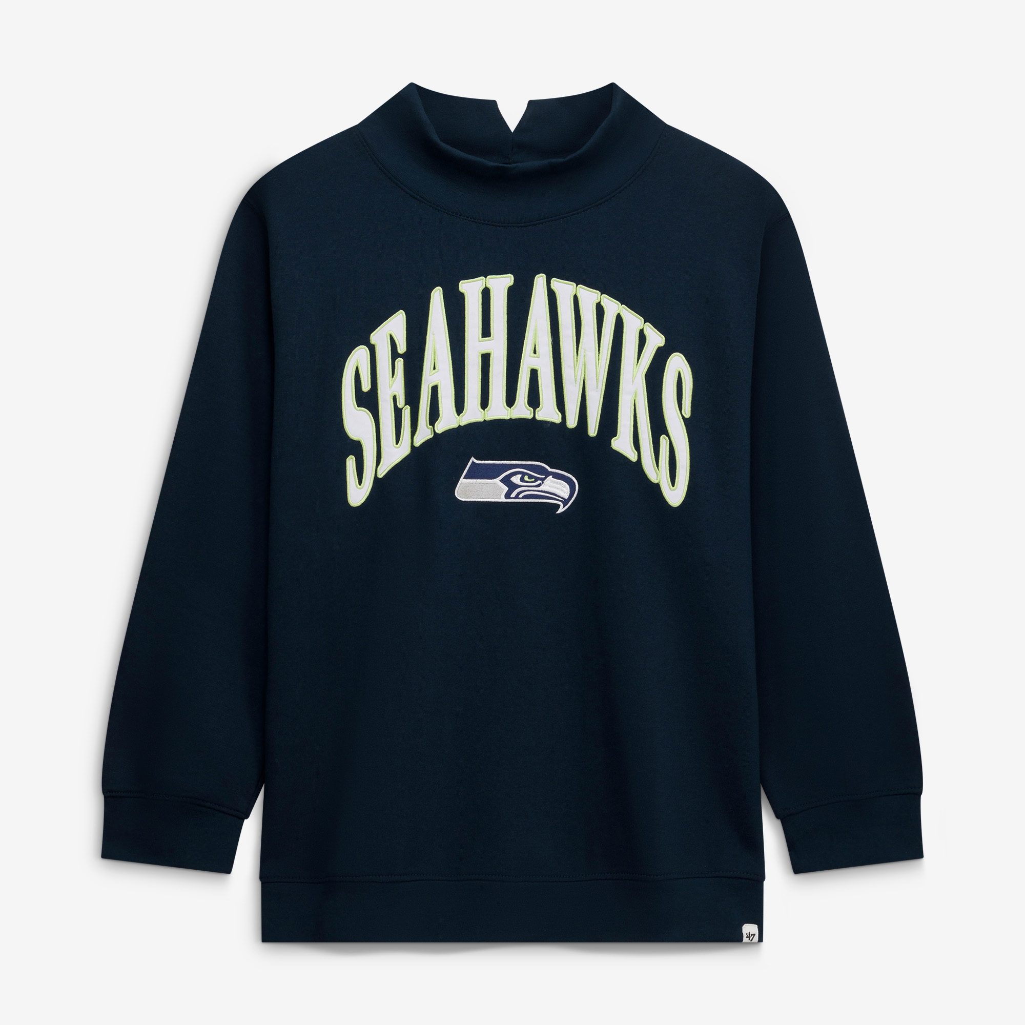 Women's '47 College Navy Seattle Seahawks Plus Size Vantage Mock Neck Pullover
