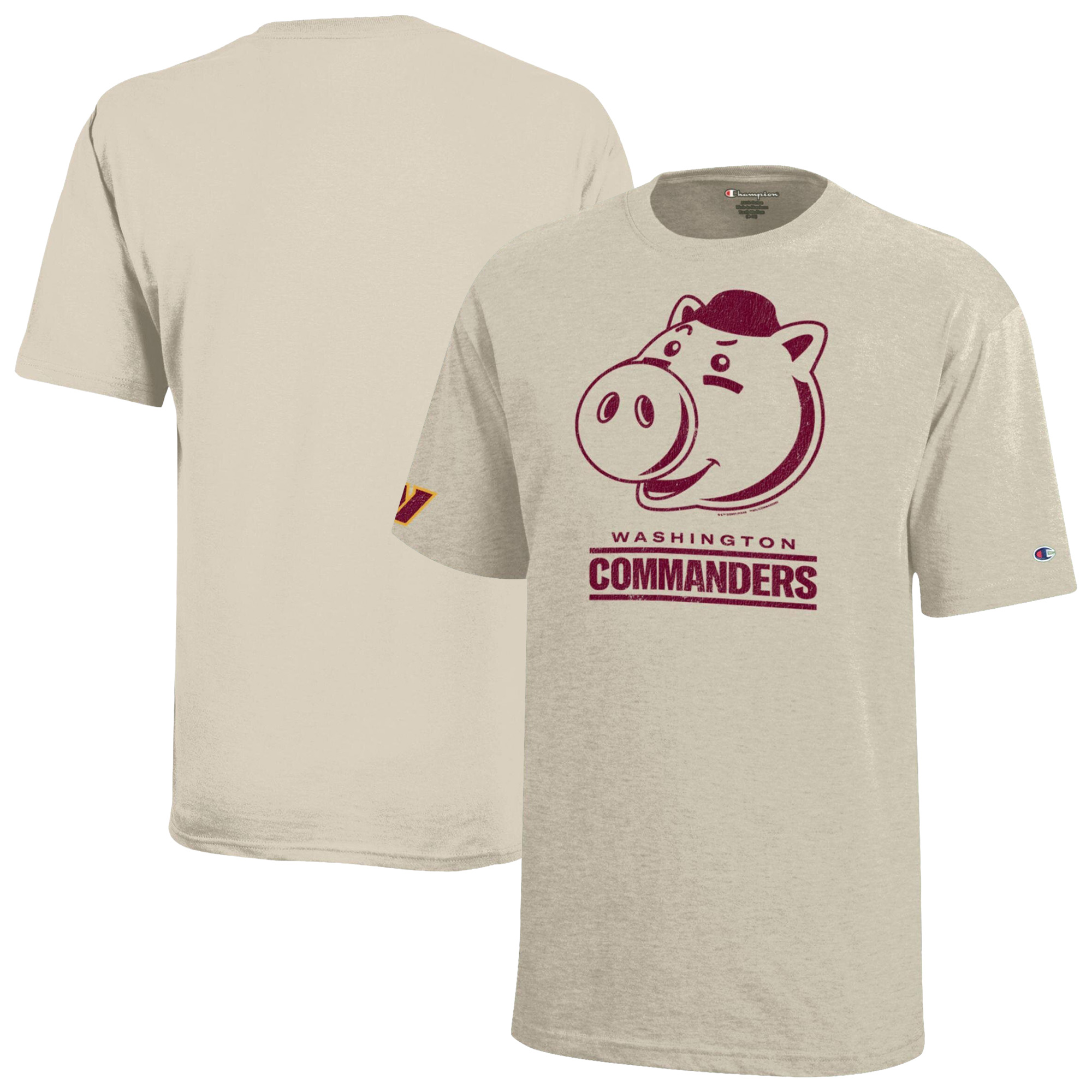 Youth Disney x Champion Oatmeal Washington Commanders Hamm T-Shirt