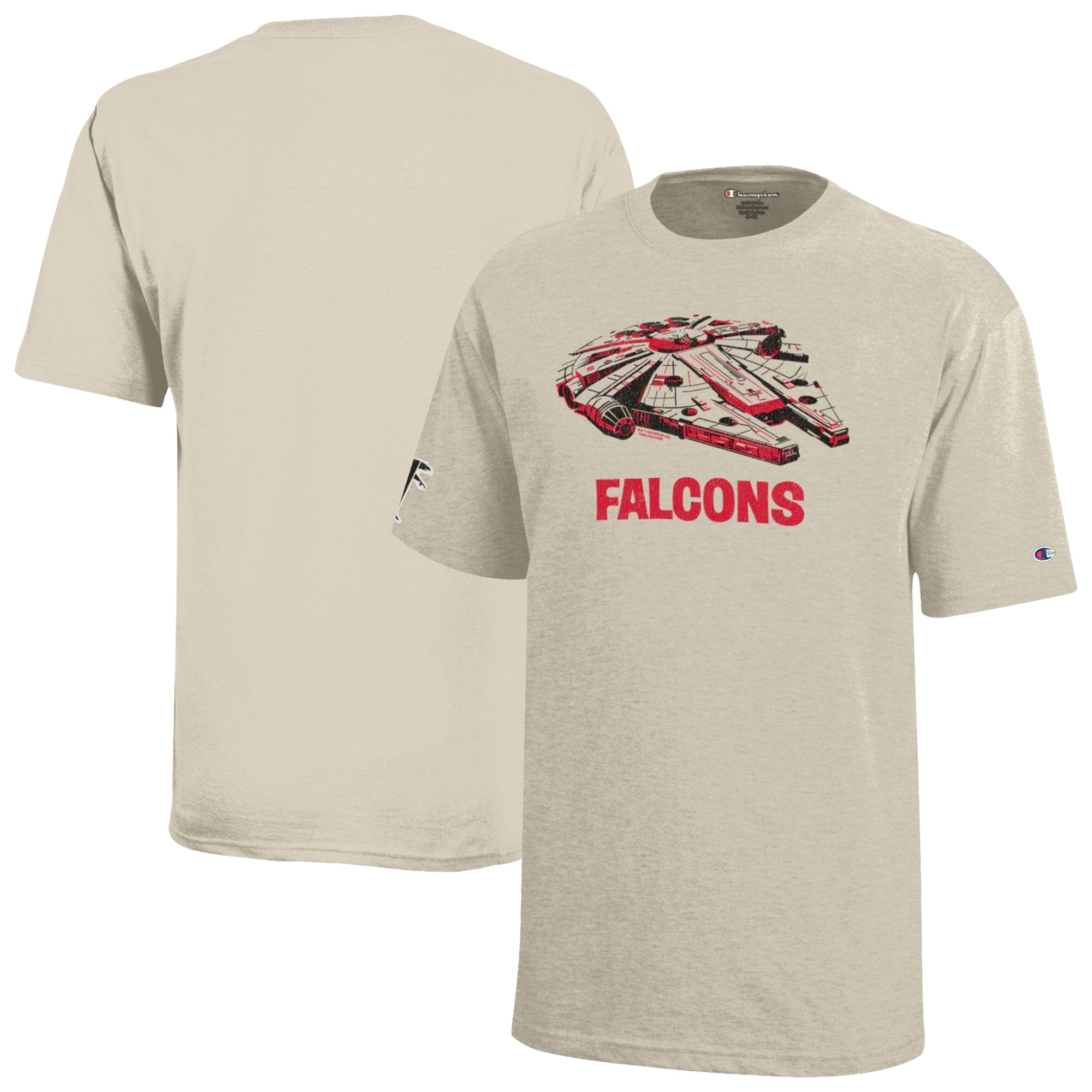 Youth Disney x Champion Oatmeal Atlanta Falcons Millennium Falcon T-Shirt