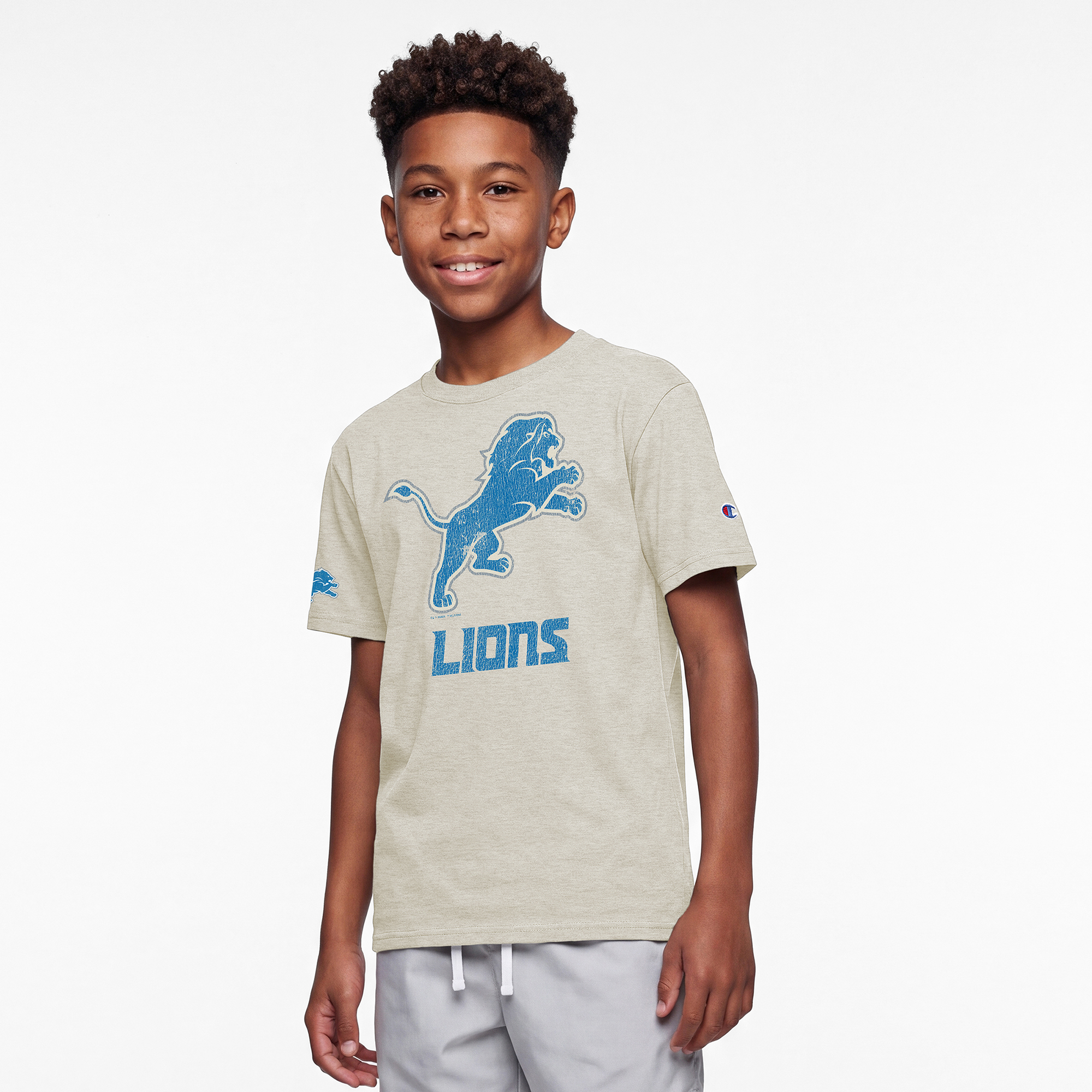 Youth Disney x Champion Oatmeal Detroit Lions Simba T-Shirt