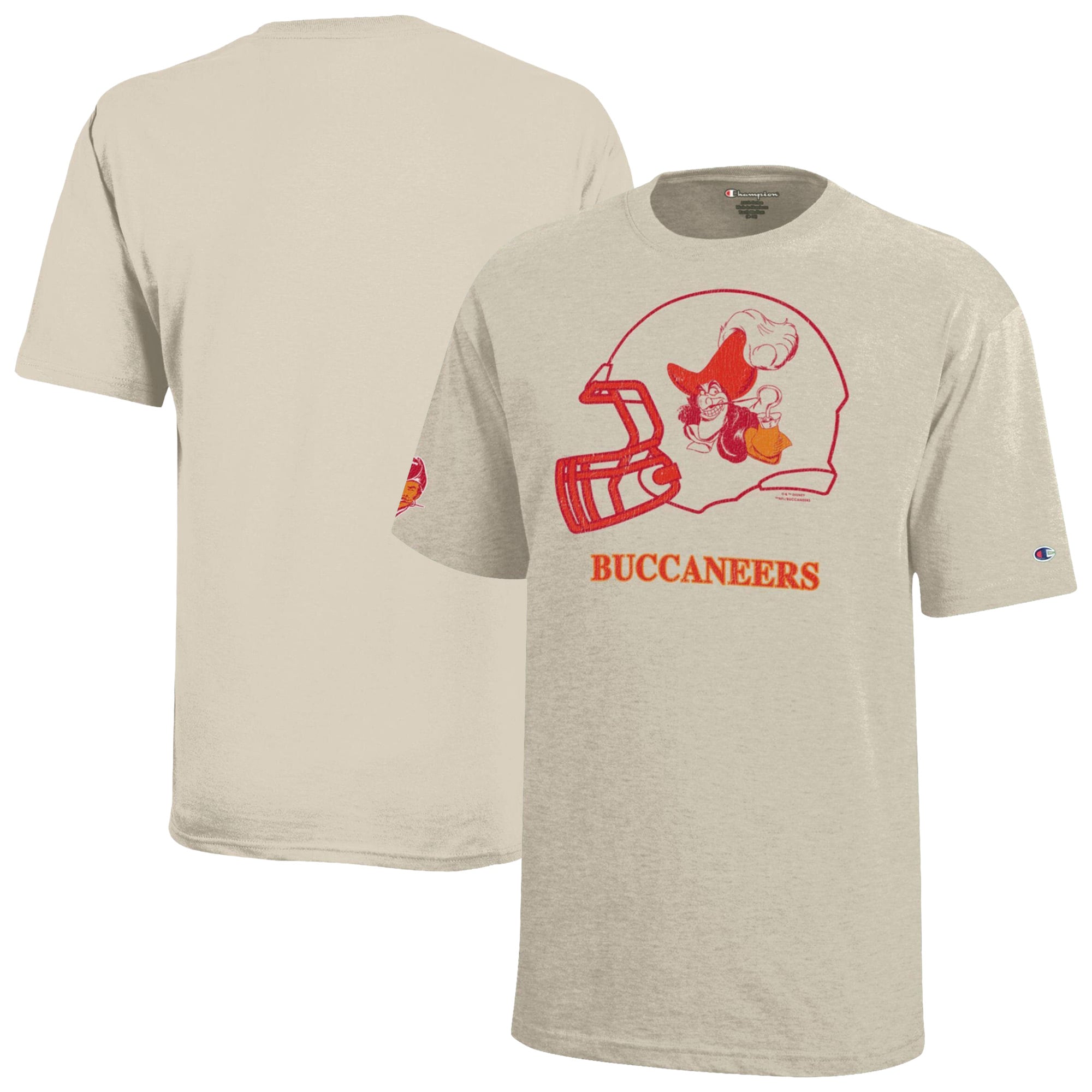 Youth Disney x Champion Oatmeal Tampa Bay Buccaneers Captain Hook T-Shirt