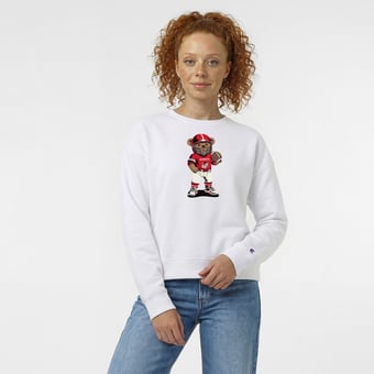 Women's Champion  White Georgia Bulldogs Teddy Bear Sweatshirt
