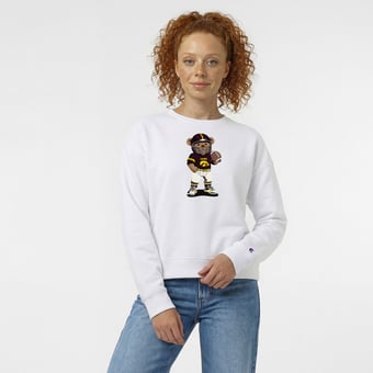 Women's Champion  White Iowa Hawkeyes Teddy Bear Sweatshirt